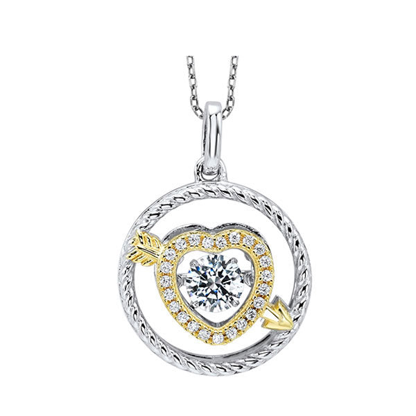 CZ Sterling Silver And Yellow Gold Plated Heart Pendant