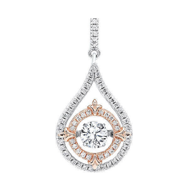 CZ Sterling Silver And Rose Gold Plated Pendant