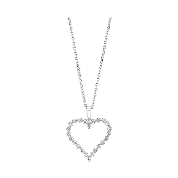 14K White Gold Diamond Heart Pendant