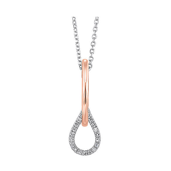 14K White Gold And Rose Gold Diamond Pendant