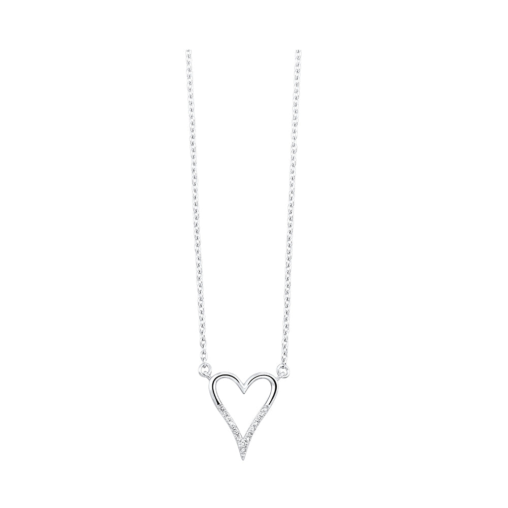 Sterling Silver Diamond Heart Pendant