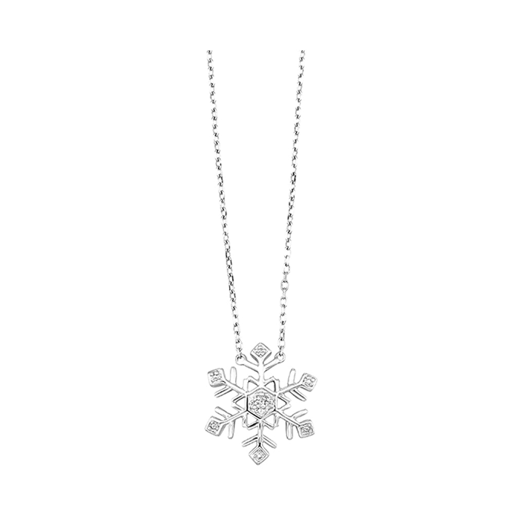 Sterling Silver Diamond Snowflake Necklace