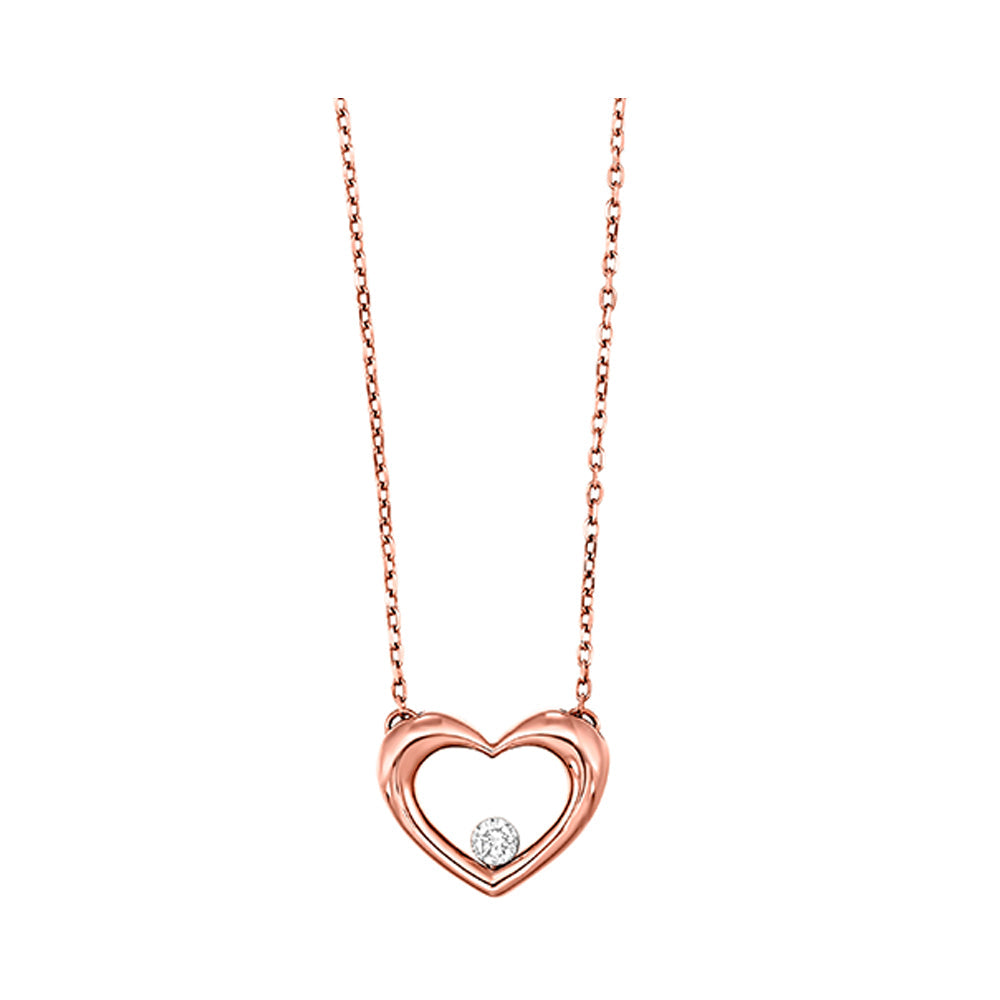 10K Rose Gold Diamond Heart Necklace