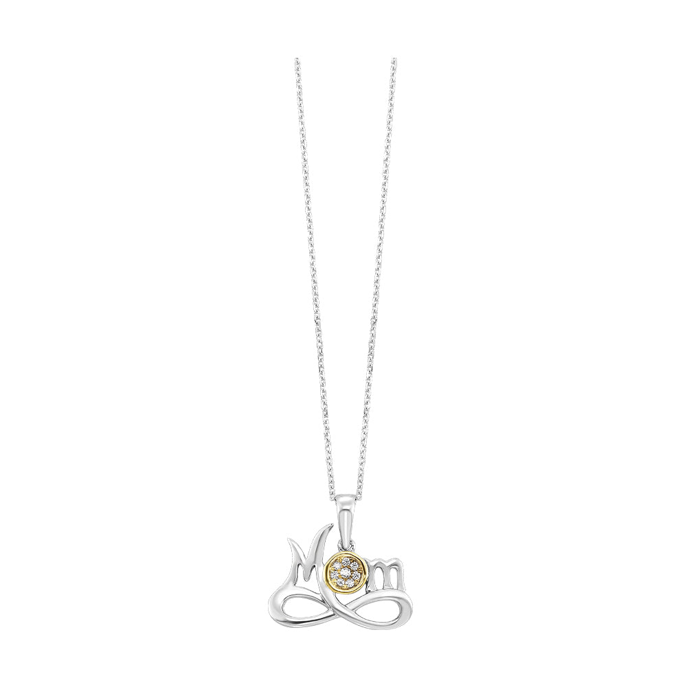 Sterling Silver And 10K Yellow Gold Plated Diamond Mom Infinity Pendant