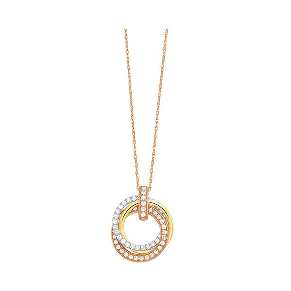 14K Tri-Color Gold Diamond Pendant