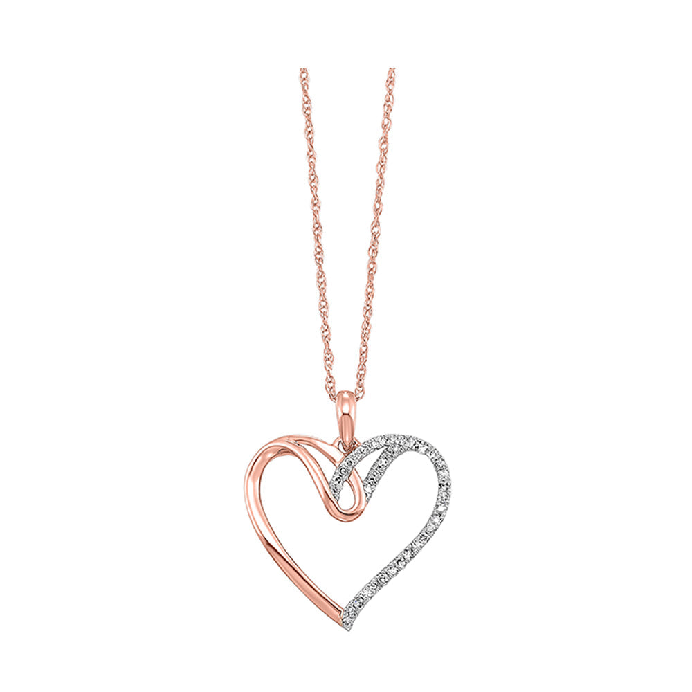 10K Rose Gold Diamond Heart Pendant