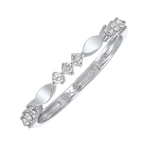 10K White Gold Diamond Stackable Ring