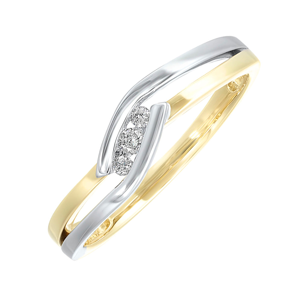 10K Two Tone Yellow And White Gold Diamond Ring