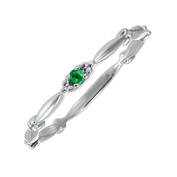 10K White Gold Emerald Stackable Ring