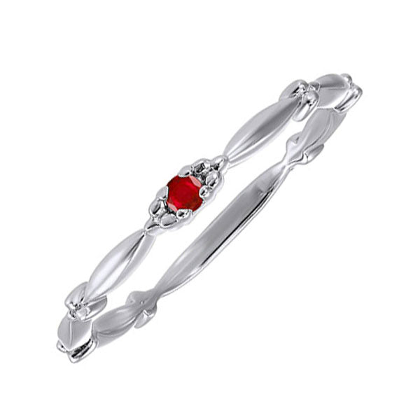 10K White Gold Ruby Stackable Ring