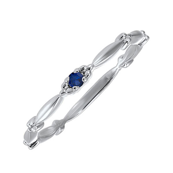 10K White Gold Sapphire Stackable Ring