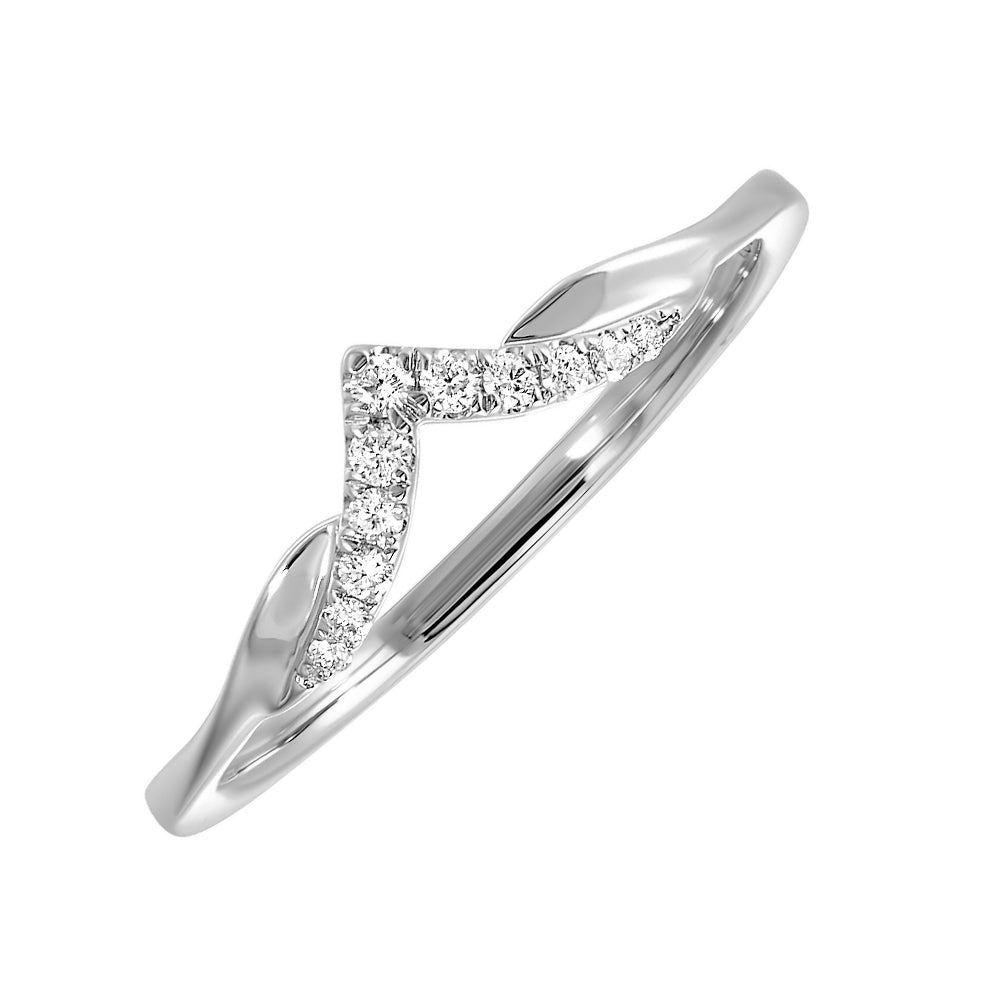 10K White Gold Diamond Chevron Ring