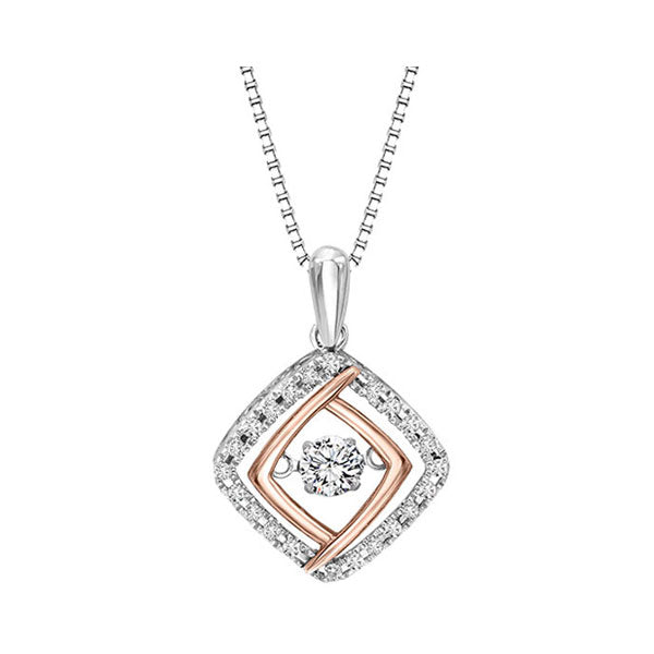 Sterling Silver And 10K Rose Gold Diamond Rhythm Of Love Pendant