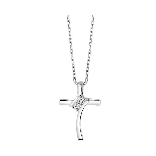 Sterling Silver Diamond Cross Pendant